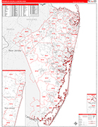 Monmouth-Ocean Metro Area Wall Map Red Line Style